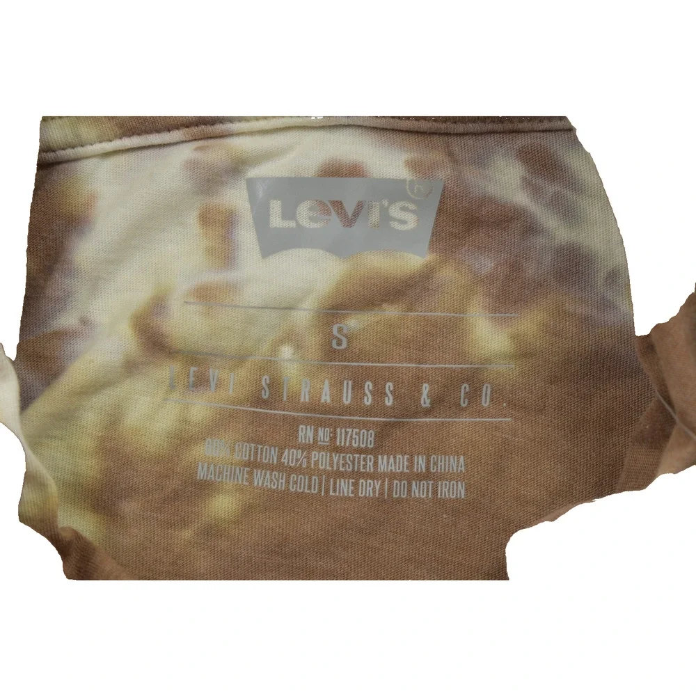 Levi's Men's Pullover Hoodie Brown Cream Long Sleeve Size S Cotton Blend NEW